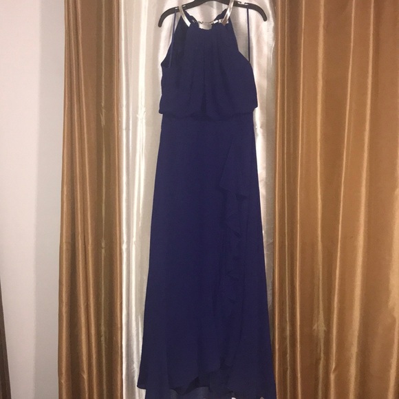 Eliza J Halter Chiffon Gown with Metal Necklace - Picture 4 of 8